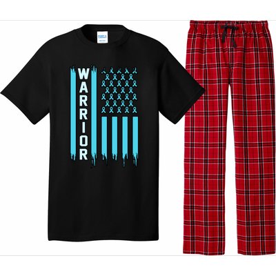 Warrior Usa Flag Prostate Cancer Awareness Ribbon Graphic Gift Pajama Set