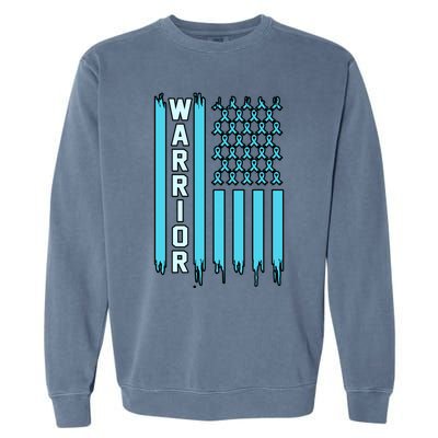 Warrior Usa Flag Prostate Cancer Awareness Ribbon Graphic Gift Garment-Dyed Sweatshirt