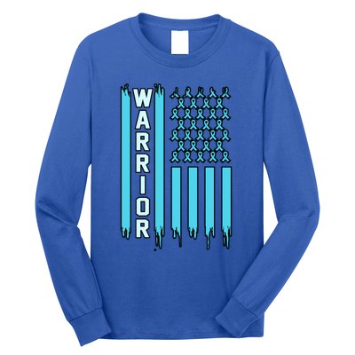 Warrior Usa Flag Prostate Cancer Awareness Ribbon Graphic Gift Long Sleeve Shirt