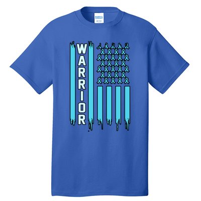 Warrior Usa Flag Prostate Cancer Awareness Ribbon Graphic Gift Tall T-Shirt