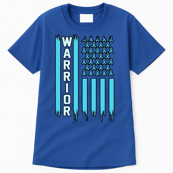 Warrior Usa Flag Prostate Cancer Awareness Ribbon Graphic Gift Tall T-Shirt