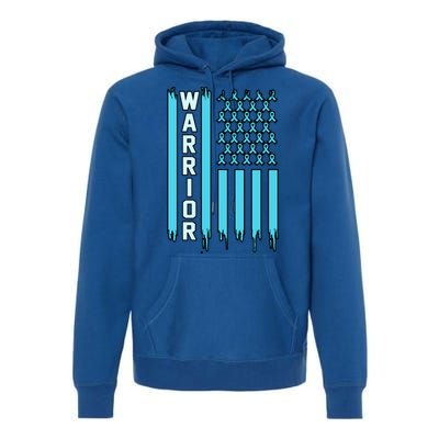 Warrior Usa Flag Prostate Cancer Awareness Ribbon Graphic Gift Premium Hoodie