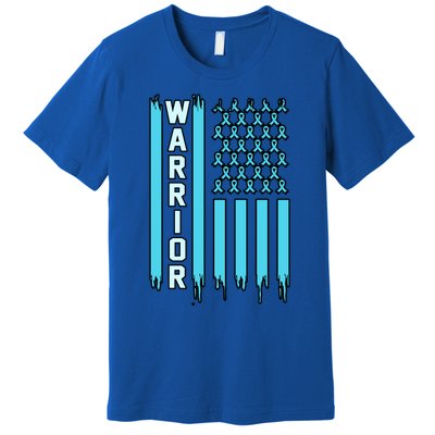 Warrior Usa Flag Prostate Cancer Awareness Ribbon Graphic Gift Premium T-Shirt