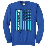 Warrior Usa Flag Prostate Cancer Awareness Ribbon Graphic Gift Tall Sweatshirt