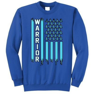 Warrior Usa Flag Prostate Cancer Awareness Ribbon Graphic Gift Tall Sweatshirt