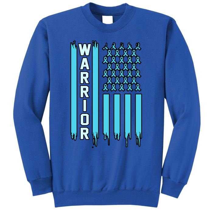 Warrior Usa Flag Prostate Cancer Awareness Ribbon Graphic Gift Tall Sweatshirt