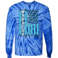 Warrior Usa Flag Prostate Cancer Awareness Ribbon Graphic Gift Tie-Dye Long Sleeve Shirt