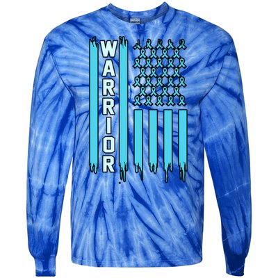 Warrior Usa Flag Prostate Cancer Awareness Ribbon Graphic Gift Tie-Dye Long Sleeve Shirt