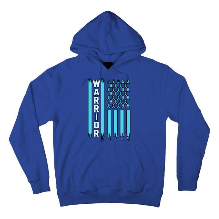 Warrior Usa Flag Prostate Cancer Awareness Ribbon Graphic Gift Tall Hoodie