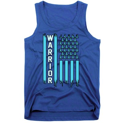 Warrior Usa Flag Prostate Cancer Awareness Ribbon Graphic Gift Tank Top