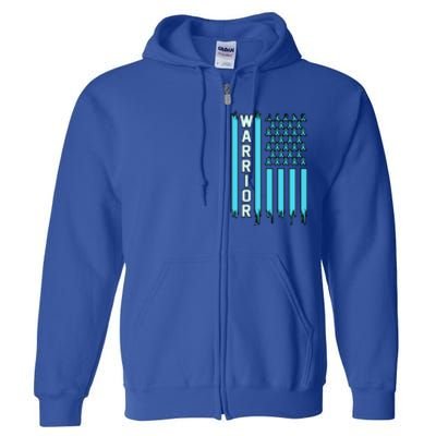 Warrior Usa Flag Prostate Cancer Awareness Ribbon Graphic Gift Full Zip Hoodie