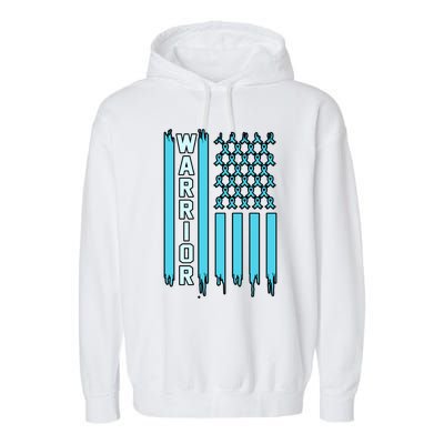 Warrior Usa Flag Prostate Cancer Awareness Ribbon Graphic Gift Garment-Dyed Fleece Hoodie