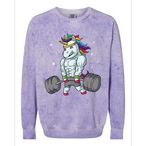 Weightlifting Unicorn - Funny Deadlift & Gym Gift Colorblast Crewneck Sweatshirt