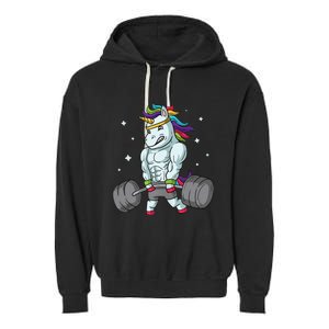 Weightlifting Unicorn - Funny Deadlift & Gym Gift Garment-Dyed Fleece Hoodie