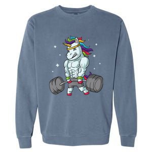 Weightlifting Unicorn - Funny Deadlift & Gym Gift Garment-Dyed Sweatshirt