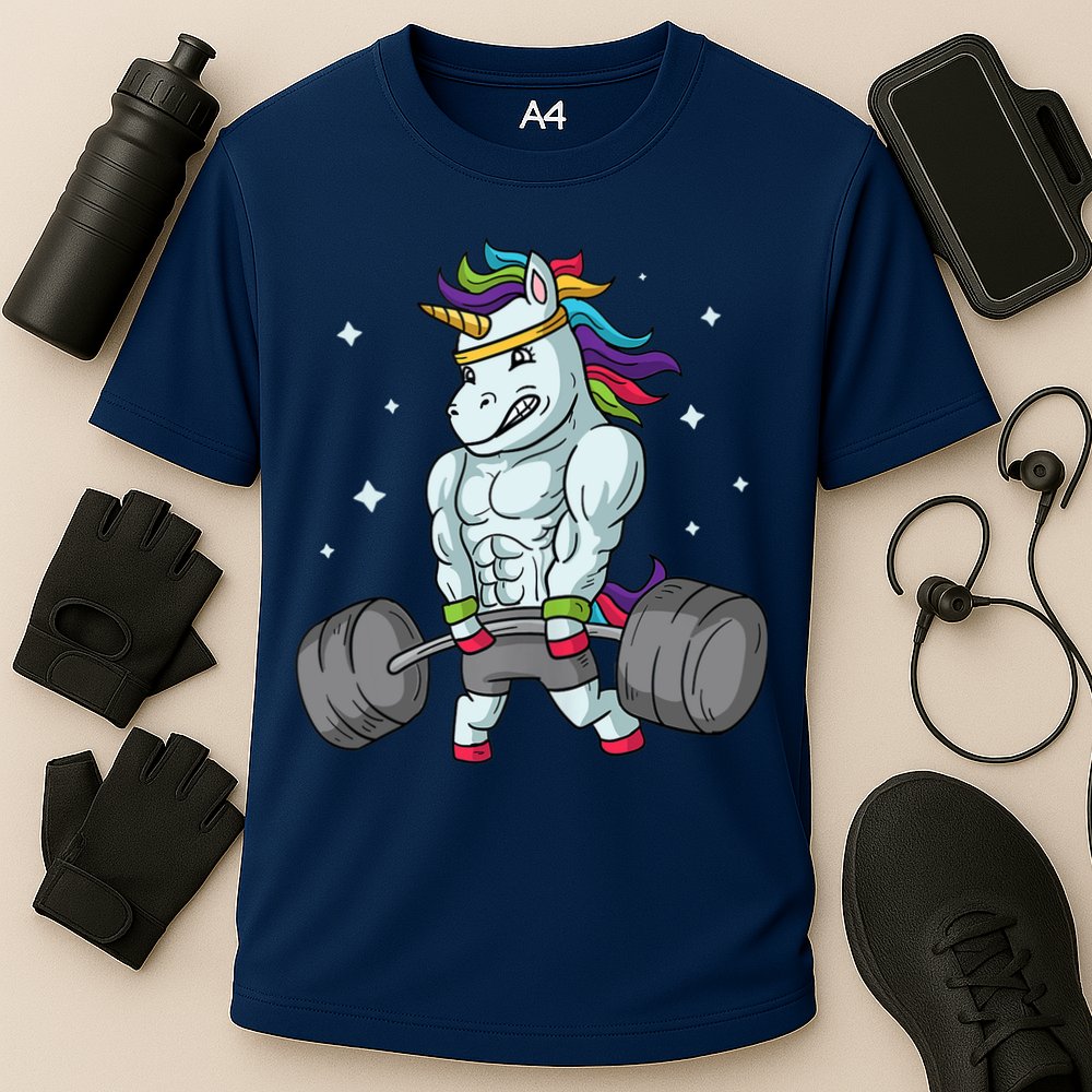 Weightlifting Unicorn - Funny Deadlift & Gym Gift Cooling Performance Crew T-Shirt