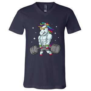 Weightlifting Unicorn - Funny Deadlift & Gym Gift V-Neck T-Shirt