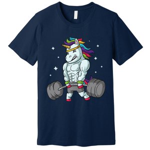 Weightlifting Unicorn - Funny Deadlift & Gym Gift Premium T-Shirt