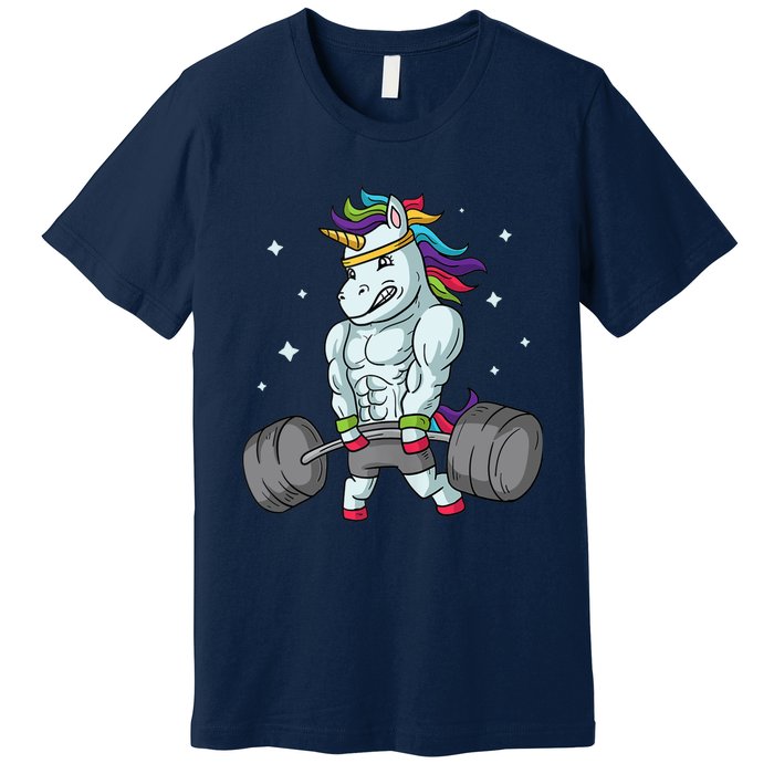 Weightlifting Unicorn - Funny Deadlift & Gym Gift Premium T-Shirt