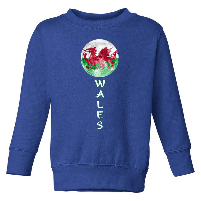 Wales Uk Flag Moon Pride Wales Uk Funny Gift Love Wales Souvenir Gift Toddler Sweatshirt