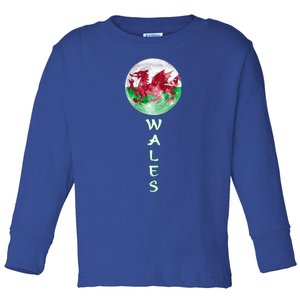 Wales Uk Flag Moon Pride Wales Uk Funny Gift Love Wales Souvenir Gift Toddler Long Sleeve Shirt