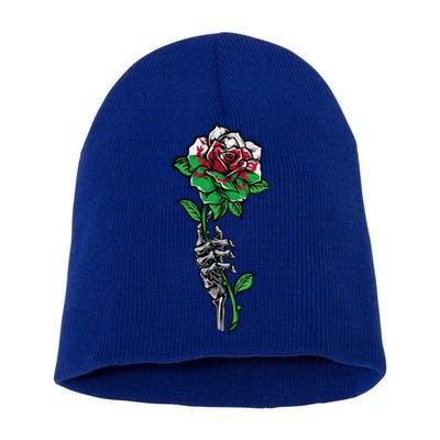 Wales Uk Flag Rose With Skeleton Wales Uk Funny Gift Love Wales Gift Short Acrylic Beanie