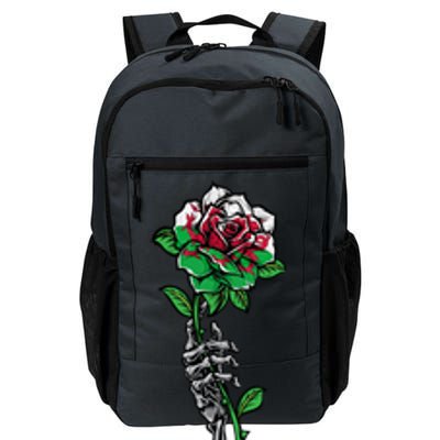 Wales Uk Flag Rose With Skeleton Wales Uk Funny Gift Love Wales Gift Daily Commute Backpack