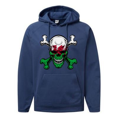 Wales Uk Flag Skull Pride Wales Uk Funny Gift Love Wales Souvenir Gift Performance Fleece Hoodie