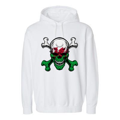 Wales Uk Flag Skull Pride Wales Uk Funny Gift Love Wales Souvenir Gift Garment-Dyed Fleece Hoodie