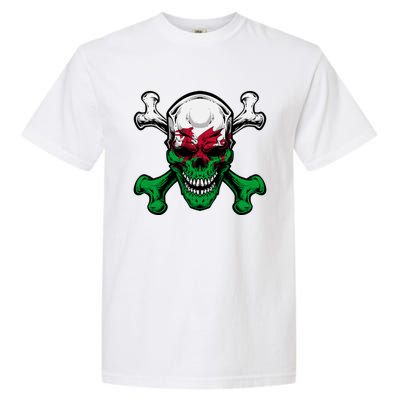 Wales Uk Flag Skull Pride Wales Uk Funny Gift Love Wales Souvenir Gift Garment-Dyed Heavyweight T-Shirt