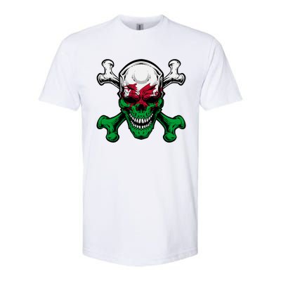 Wales Uk Flag Skull Pride Wales Uk Funny Gift Love Wales Souvenir Gift Softstyle CVC T-Shirt