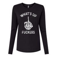 Whats Up Fuckers Vintage Funny Offensive Saying Womens Cotton Relaxed Long Sleeve T-Shirt