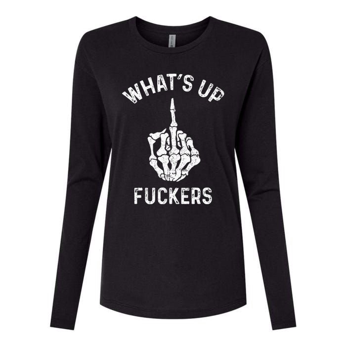 Whats Up Fuckers Vintage Funny Offensive Saying Womens Cotton Relaxed Long Sleeve T-Shirt