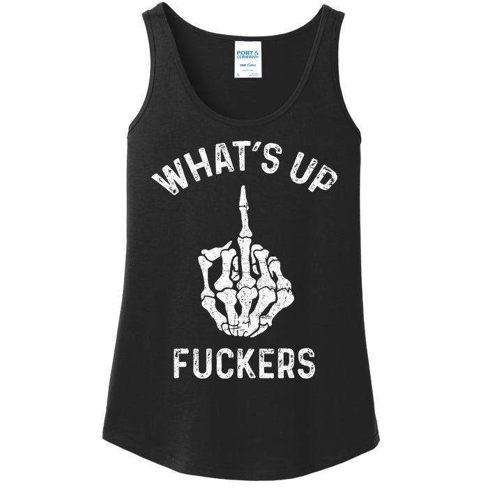 Whats Up Fuckers Vintage Funny Offensive Saying Ladies Essential Tank