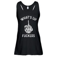 Whats Up Fuckers Vintage Funny Offensive Saying Ladies Essential Flowy Tank