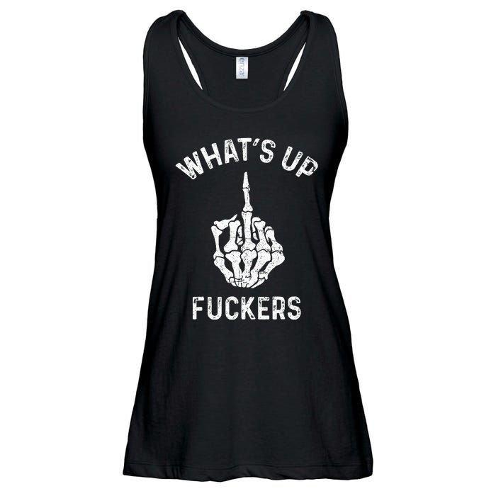 Whats Up Fuckers Vintage Funny Offensive Saying Ladies Essential Flowy Tank