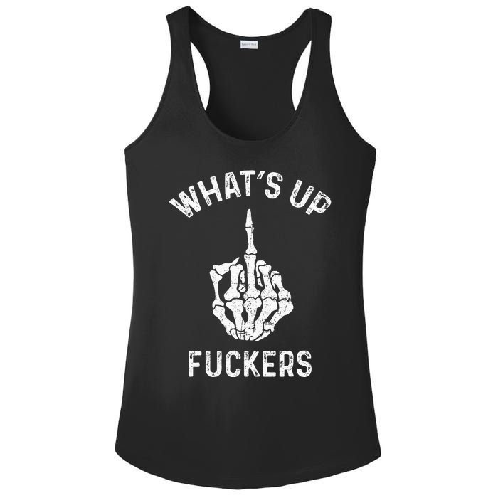 Whats Up Fuckers Vintage Funny Offensive Saying Ladies PosiCharge Competitor Racerback Tank