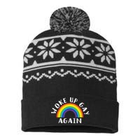 Woke Up Gay Again Fun LGBTQ Rainbow Equality Pride Month USA-Made Snowflake Beanie