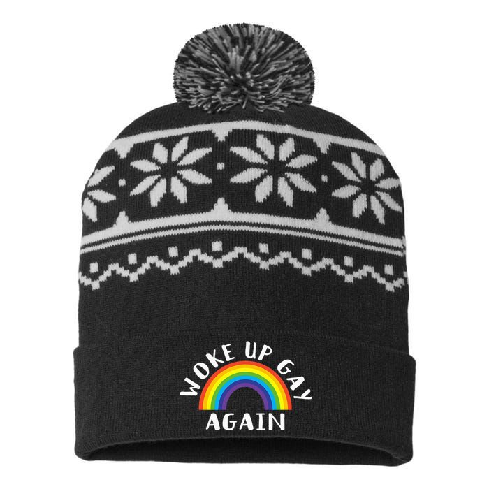 Woke Up Gay Again Fun LGBTQ Rainbow Equality Pride Month USA-Made Snowflake Beanie