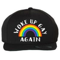 Woke Up Gay Again Fun LGBTQ Rainbow Equality Pride Month Wool Snapback Cap