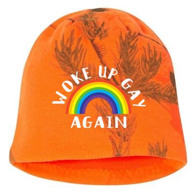 Woke Up Gay Again Fun LGBTQ Rainbow Equality Pride Month Kati - Camo Knit Beanie