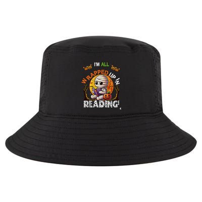 Wrapped Up In Reading Halloween Moon Cute Mummy Reading Book Cool Comfort Performance Bucket Hat