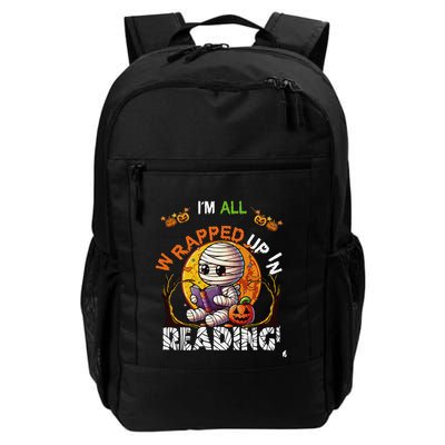 Wrapped Up In Reading Halloween Moon Cute Mummy Reading Book Daily Commute Backpack