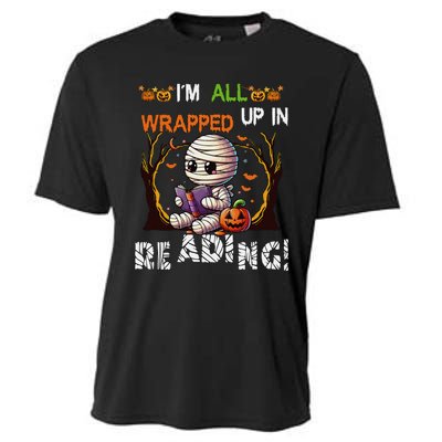 Wrapped Up In Reading Halloween Mummy Reading Book Bookworm Cooling Performance Crew T-Shirt