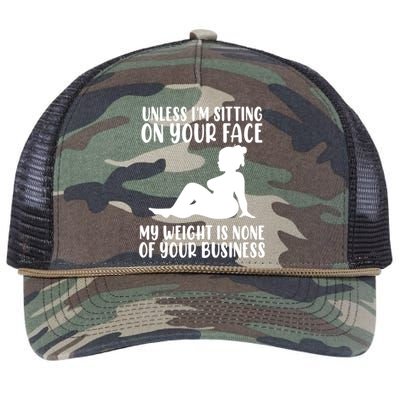 Women Unless Im Sitting On Your Face My Weight's Not Your Business Retro Rope Trucker Hat Cap