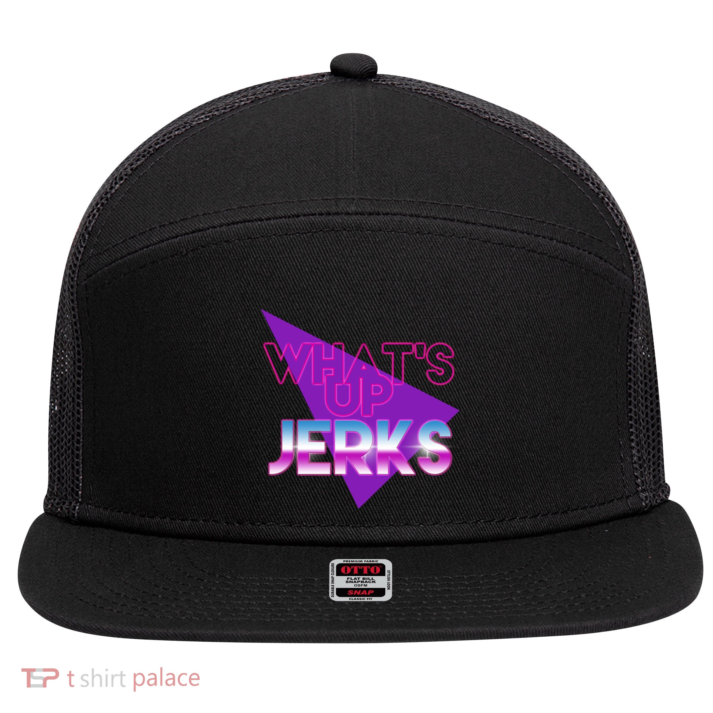 What's Up Jerks Retro 7 Panel Mesh Trucker Snapback Hat