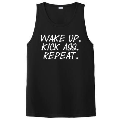 Wake Up Kick Ass Repeat Gym Fitness Workout Motivation Gift PosiCharge Competitor Tank