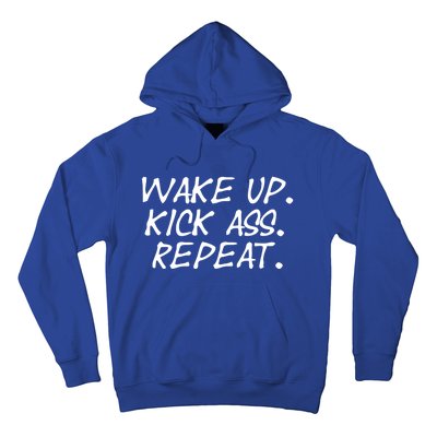 Wake Up Kick Ass Repeat Gym Fitness Workout Motivation Gift Hoodie