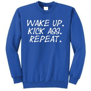 Wake Up Kick Ass Repeat Gym Fitness Workout Motivation Gift Sweatshirt