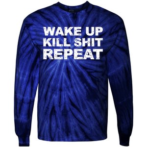 Wake Up Kill Shit Repeat Tie-Dye Long Sleeve Shirt